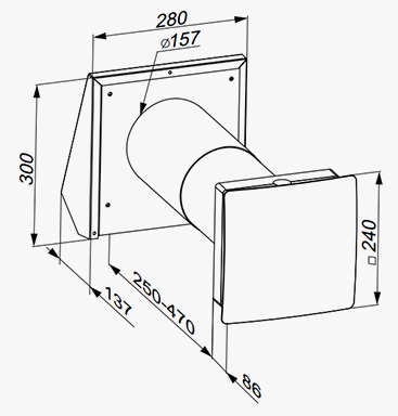 Dimensiuni sistem ventilatie TwinFresh Comfo RA1-50
