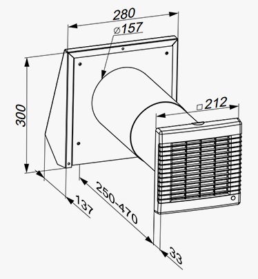 Dimensiuni sistem ventilatie TwinFresh R-50
