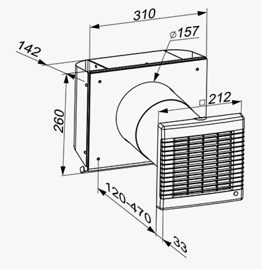 Dimensiuni sistem ventilatie TwinFresh RA-50-2