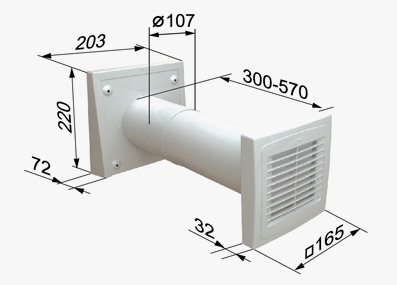 Dimensiuni sistem ventilatie TwinFresh Comfo RA-25